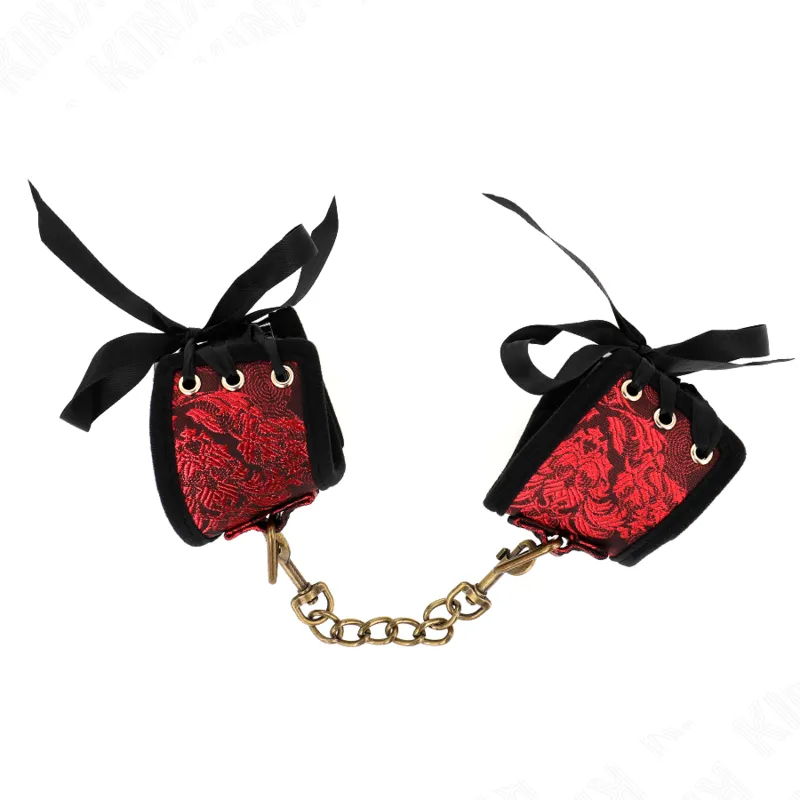 Kink - Scandal Wrist Restraints Red-Black Lace Details 24.5 Cm X 6.5 Cm 1