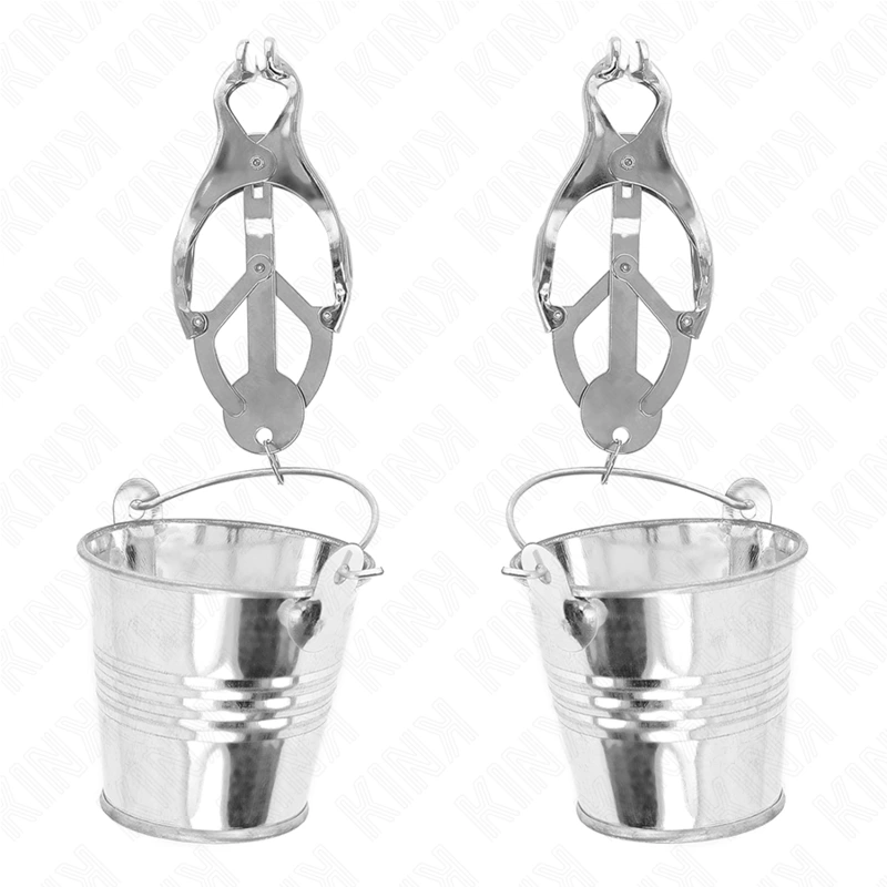 Kink - japanese clover nipple clamps with buckets silver 3
