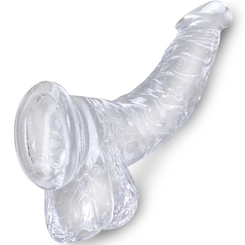 King cock - clear realistic curved penis with balls 16.5 cm transparent 2
