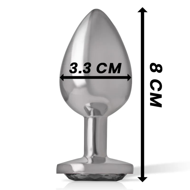 Intense - Metal Aluminum Anal Plug With Black Glass Size M - Análny Kolík 3