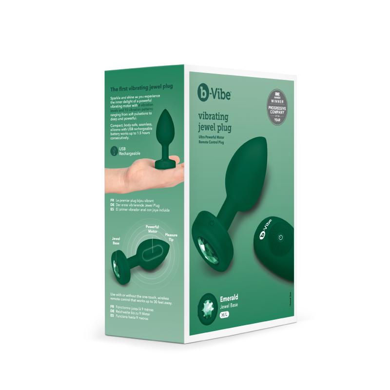 B-Vibe - Vibrating Jewel Plug M/L Emerald 8