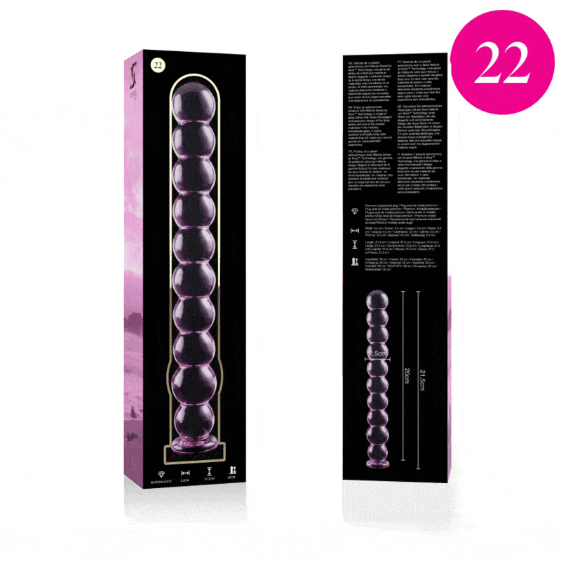 Nebula series by ibiza - model 22 dildo borosilicate glass pink 21.5 cm -o- 2.5 cm 3