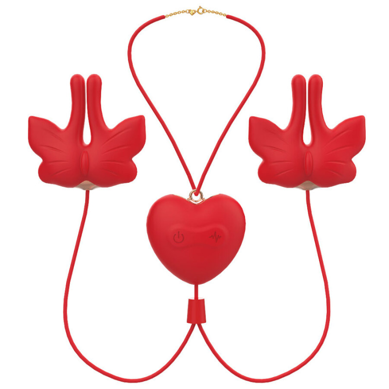 Armony - magnetic nipple clamps with vibration butterfly shape red 2
