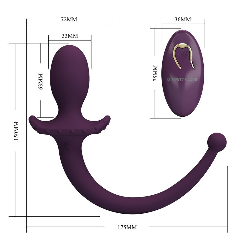 Pretty love - lioea vibrating anal plug with tail 12 functions purple remote control 9