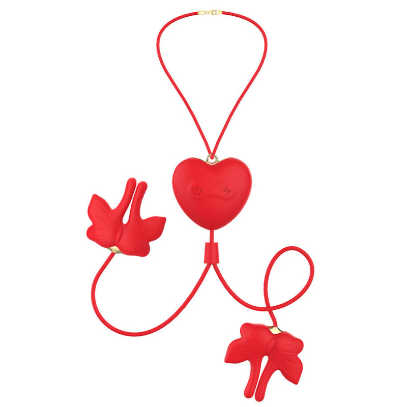Armony - magnetic nipple clamps with vibration butterfly shape red 6