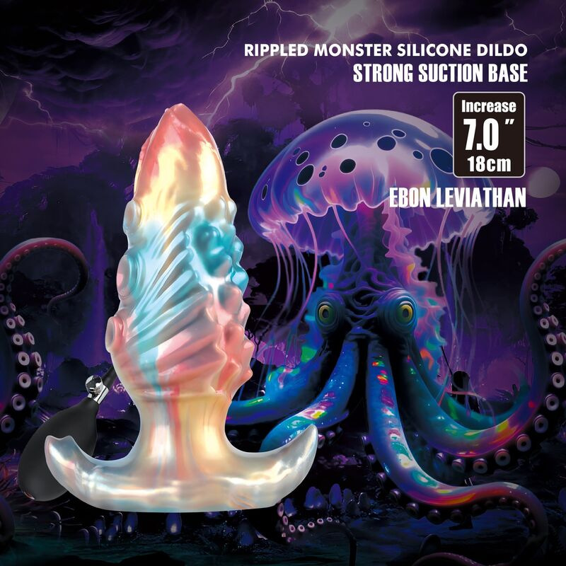 Power monsters - ebon leviathan tricolor inflatable fantasy anal plug 18 cm 9