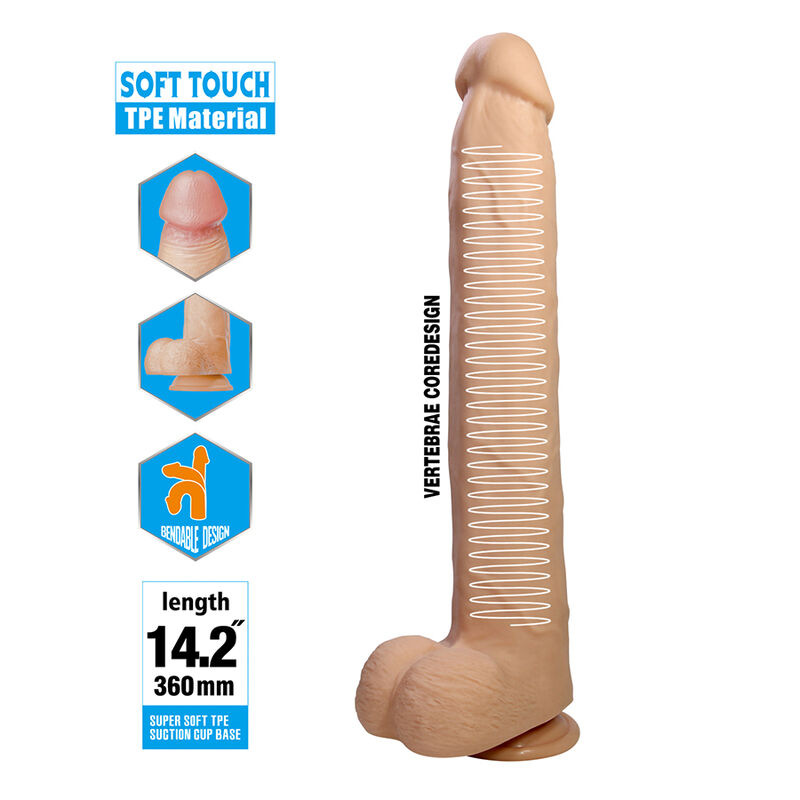 Pretty love - dany flexible realistic dildo with suction cup 36 cm -Ø- 5.6 cm 5