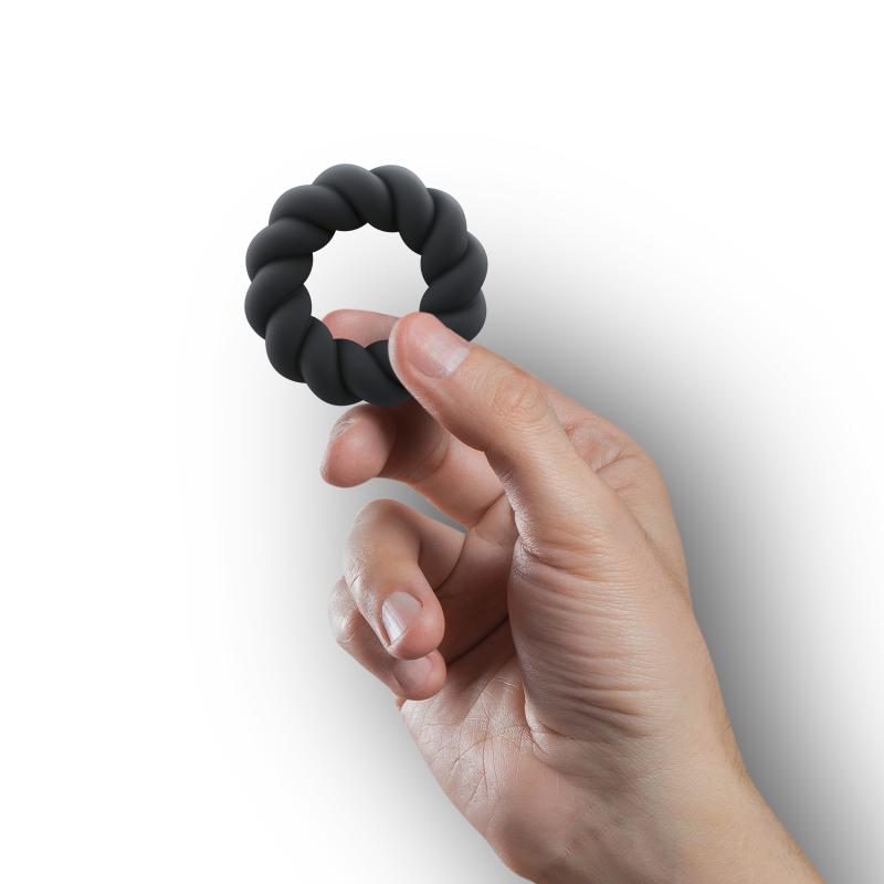 Rocks-Off - Twist Non Vibrating Liquid Silicone Ring Black