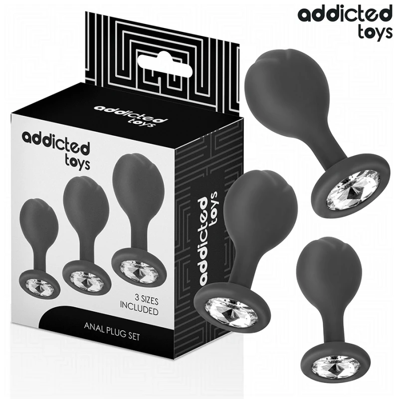 Addicted toys - set of 3 anal plug silicone with jewel