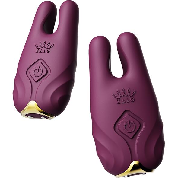 Zalo - Nave Wireless Vibrating Nipple Clamps Velvet Purple