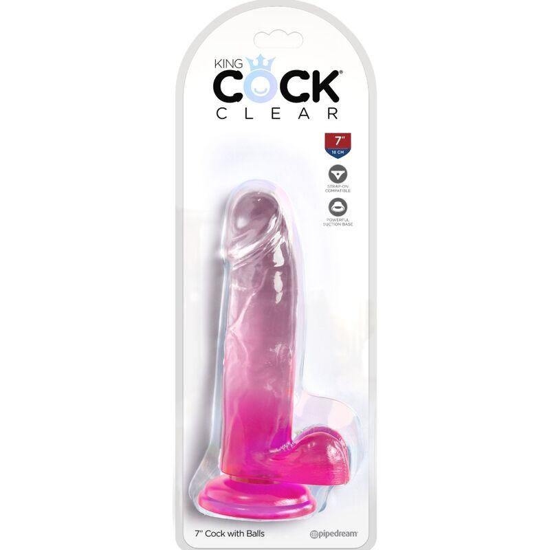 King Cock Clear - Realistic Penis With Balls 15.2 Cm Pink