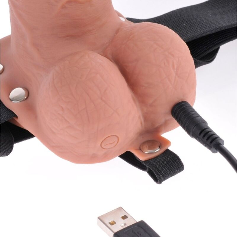 Fetish fantasy series - adjustable harness realistic penis with balls rechargeable and vibrator 17.8 3