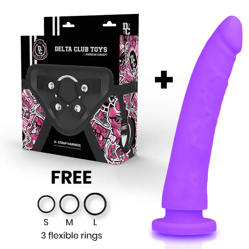 Delta Club Toys Harness + Dong Purple Silicone 23 X 4.5 Cm