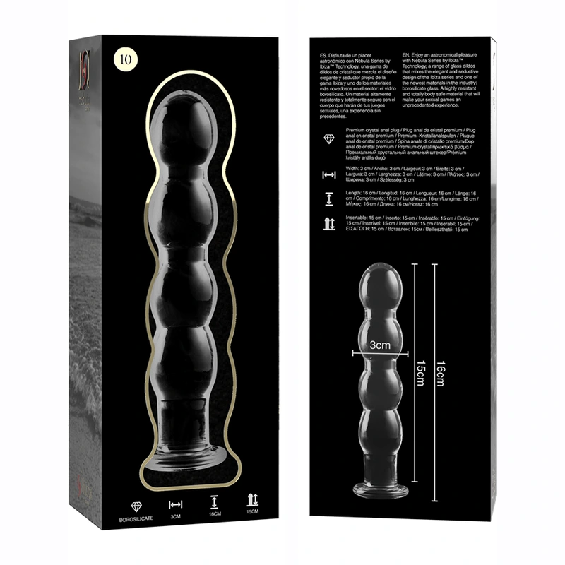 Nebula series by ibiza - model 10 dildo borosilicate glass clear 16.5 cm -o- 3.5 cm 5