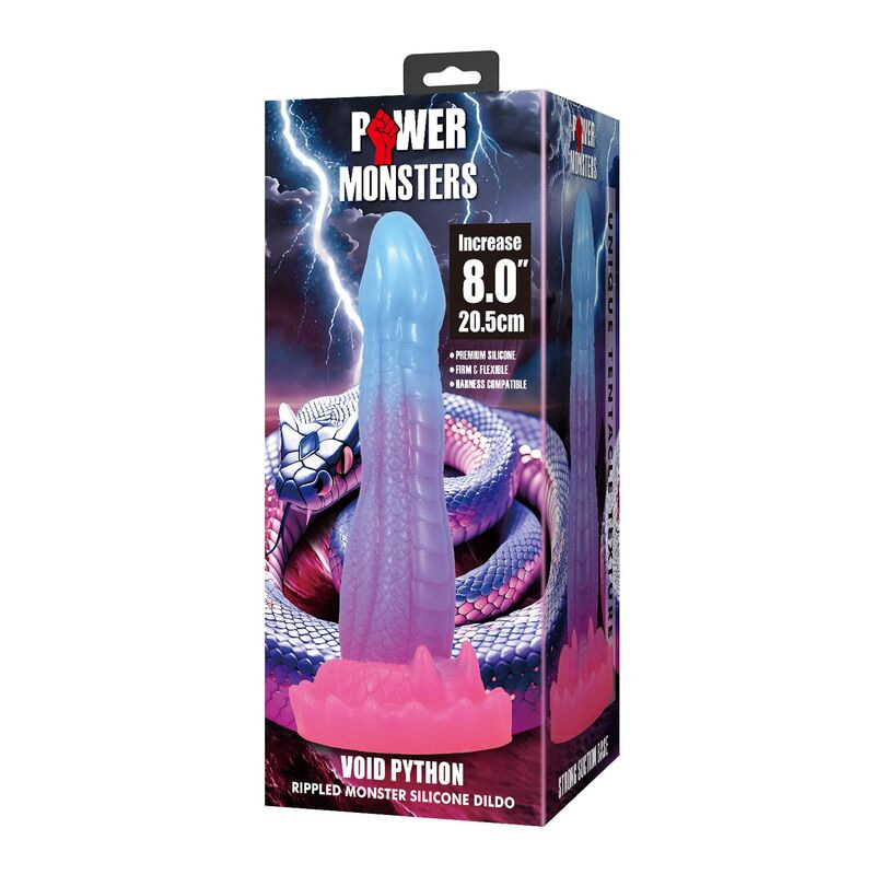 Power monsters - void python fantasy dildo with suction cup 20.5 cm Ø 5.2 cm blue, purple & pink 1