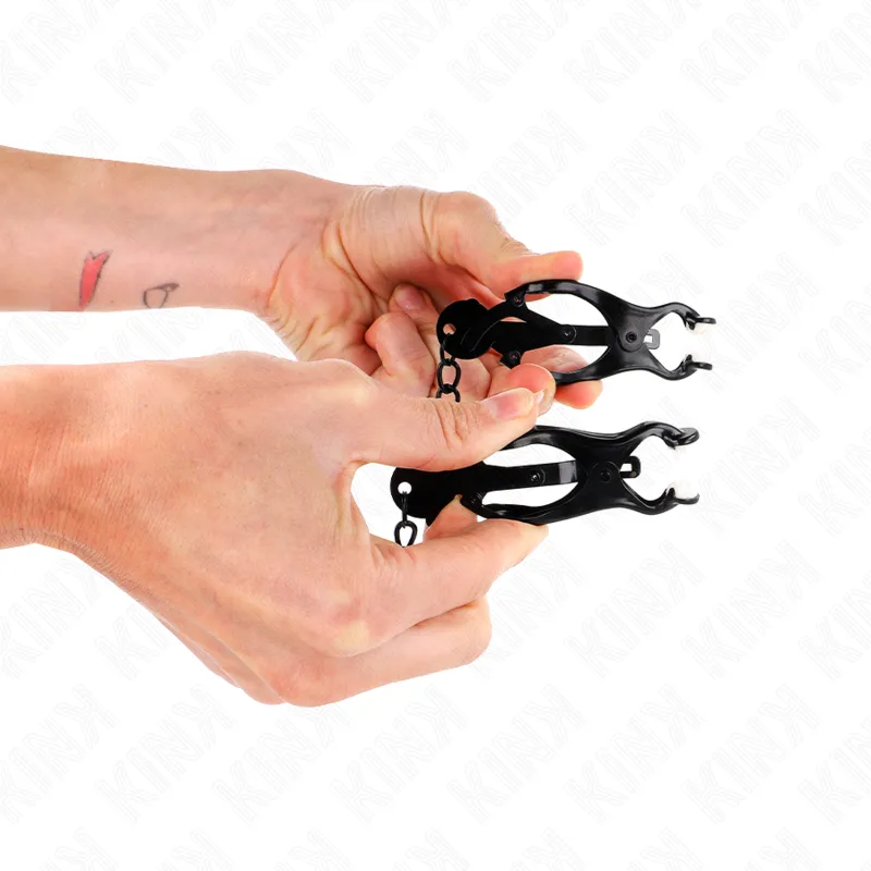 Kink - Japanese Clover Nipple Clamps With Chain Black 30 Cm 2
