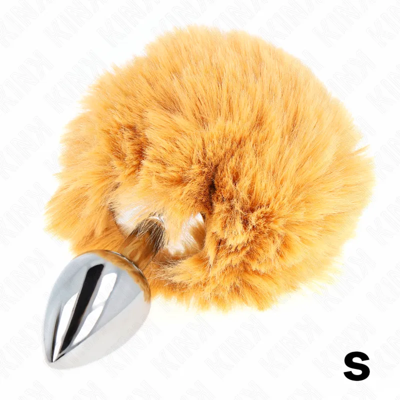 Kink - Stainless Steel Plug 7 X 3 Cm With Beige Faux Fur Rabbit Tail 8 Cm