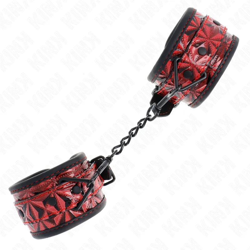 Kink - Diamond Pattern Wrist Restraints Dark Red Adjustable 17-26 Cm X 5.5 Cm