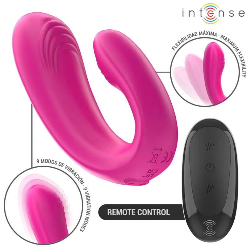 Intense - janet dual u-shaped stimulator and vibrator with remote control pink 2
