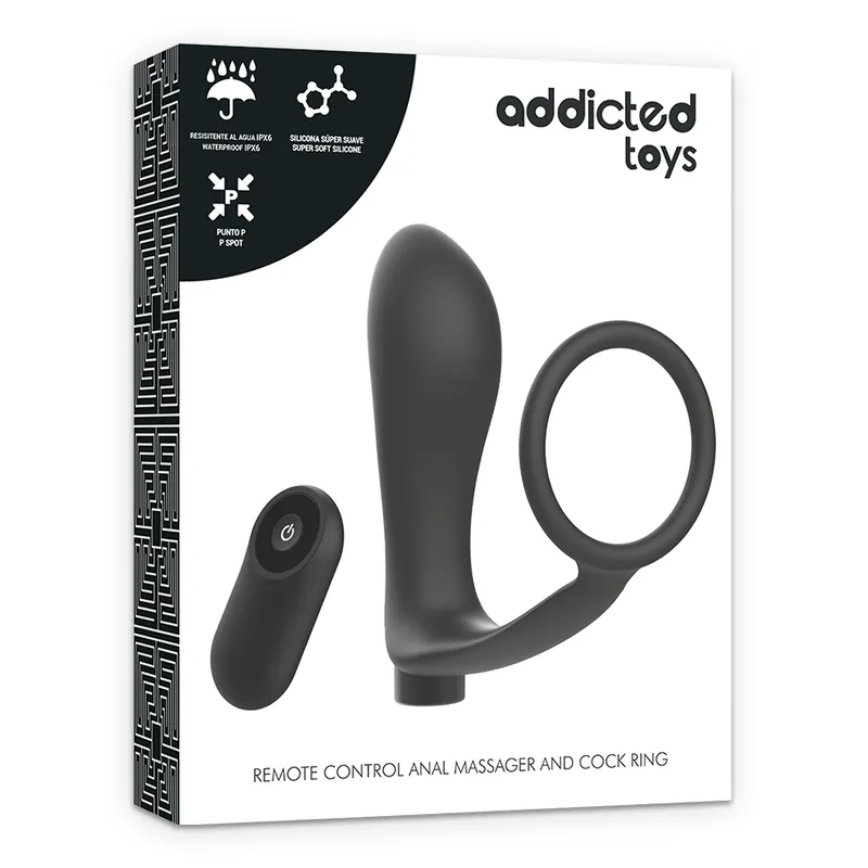 Addicted Toys Remote Control  Anal Massager And Cock Ring - Análny Kolík S Krúžkom