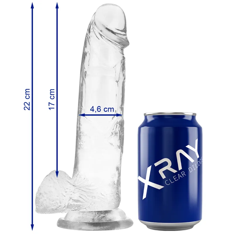 Xray Clear Cock With Balls  22cm X 4.6cm - Dildo