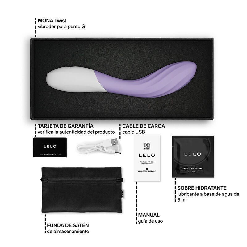 Lelo - mona twist rechargeable app-controlled g-spot vibrator lavender 5