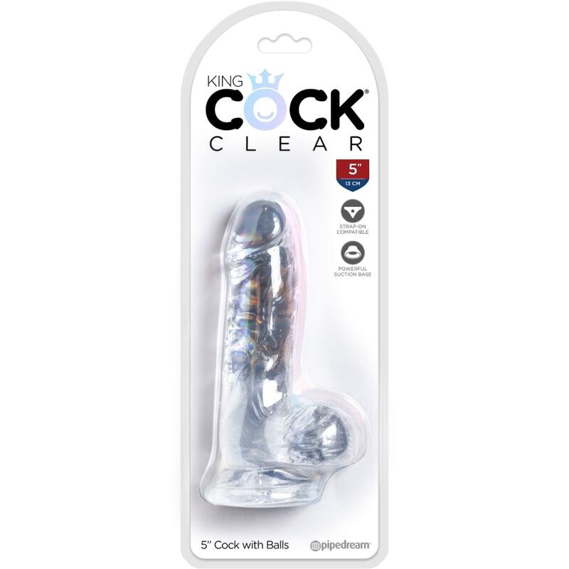 King cock - clear realistic penis with balls 10.1 cm transparent 4