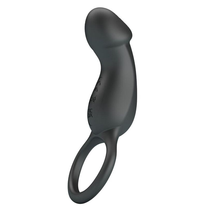 Pretty Love - Trae Vibrating Black Ring With Stimulator 2