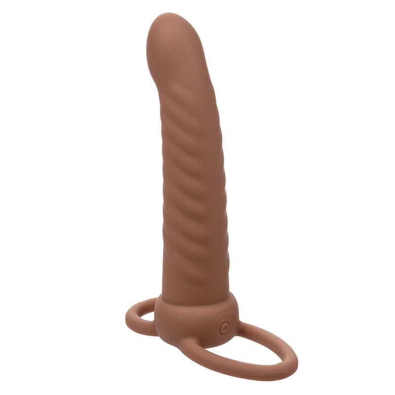 Calexotics - Maxx Ribbed Dual Penetrator 10 Vibrations Brown 3