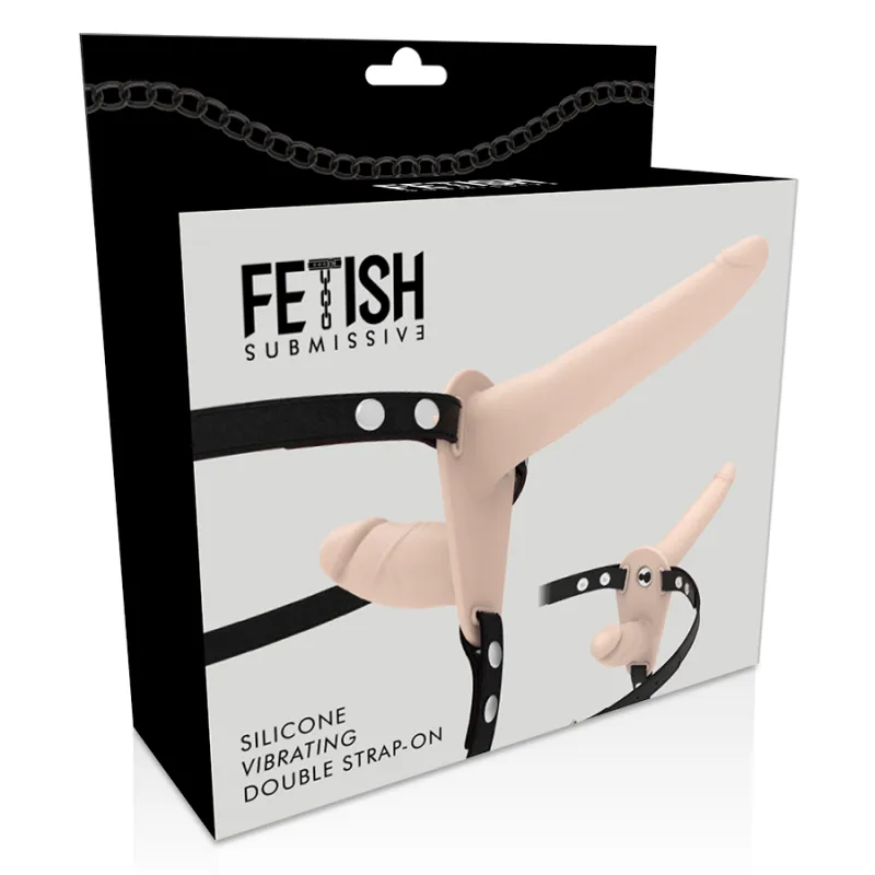 Fetish Submissive Double Strap Vibrator Strap-On Flesh Up
