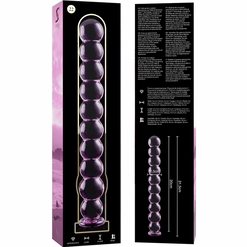 Nebula series by ibiza - model 22 dildo borosilicate glass pink 21.5 cm -o- 2.5 cm 5