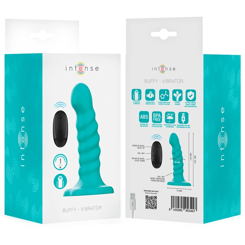 Intense - buffy vibrator size s spiral design 10 vibrations blue remote control 7