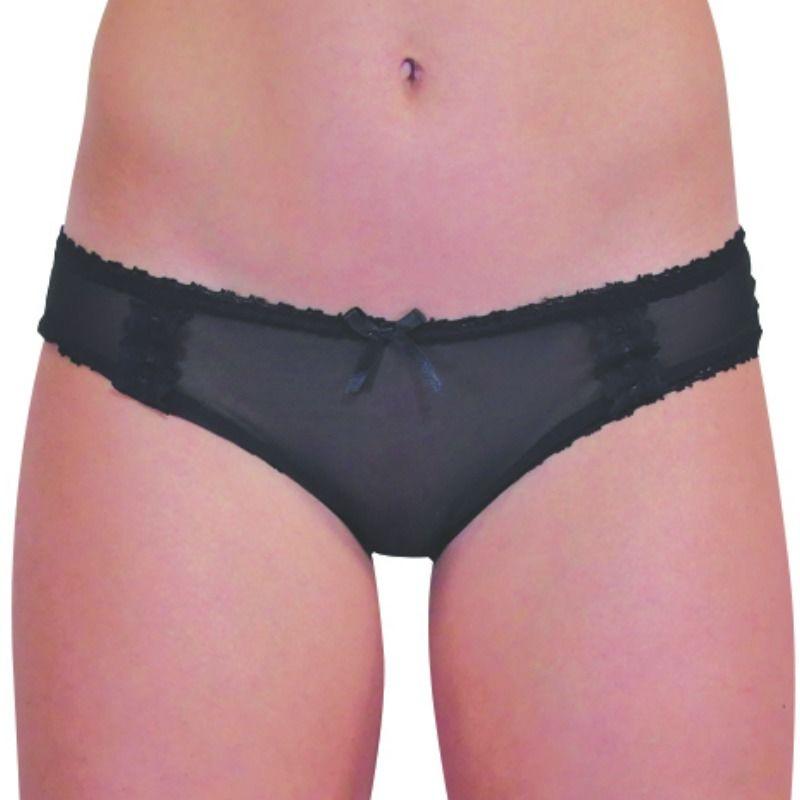 Baci Crotchless Mesh Panty With Front Bow One Size