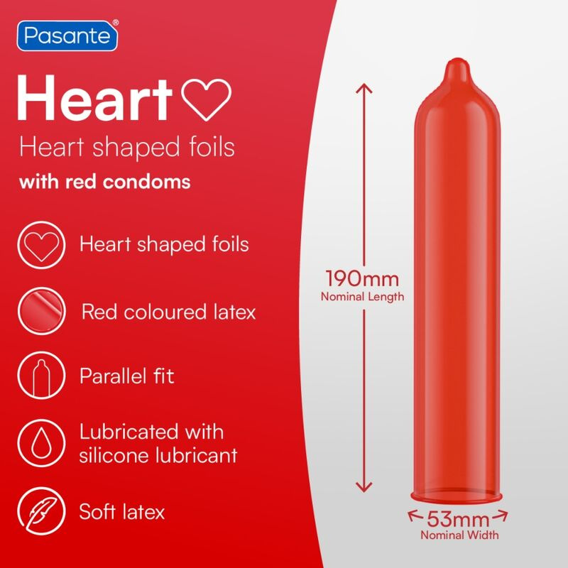 Pasante - kondómy red heart shape balenie 144 ks 6
