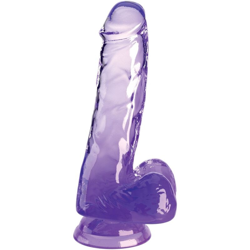 King cock - clear realistic penis with balls 13.5 cm purple