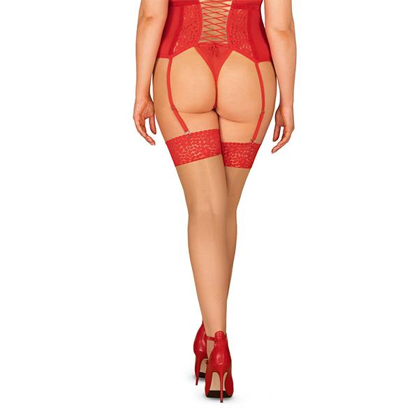 Obsessive - Blossmina Stockings Red 6xl/7xl