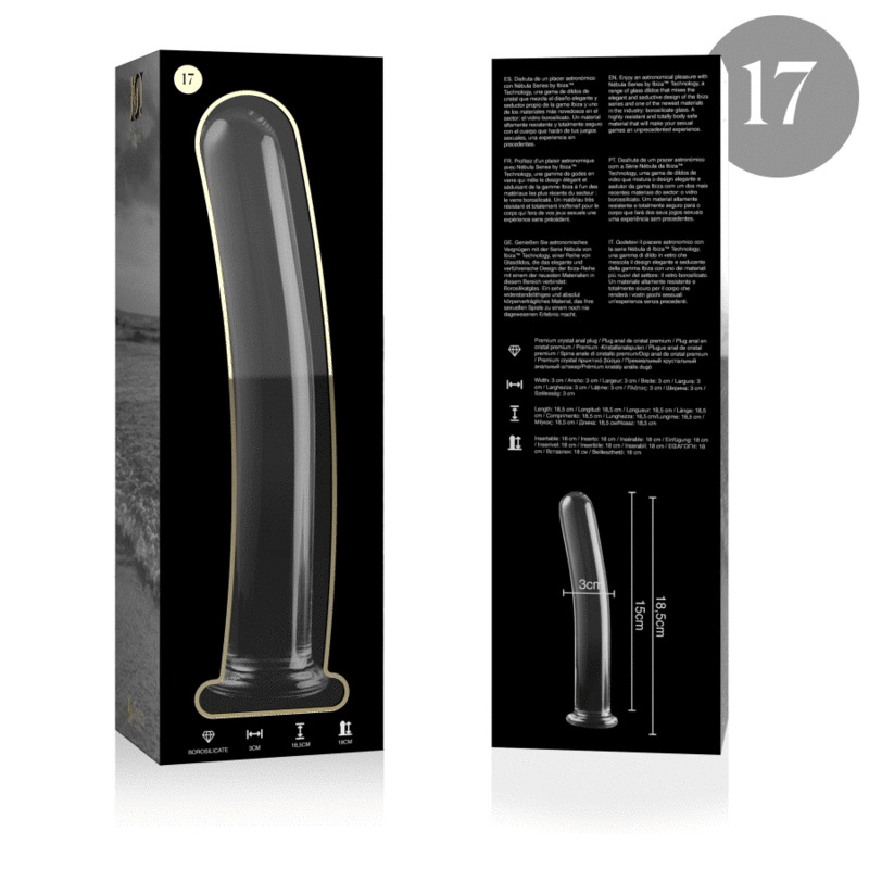 Nebula series by ibiza - model 17 dildo borosilicate glass clear 18.5 cm -o- 3 cm 3