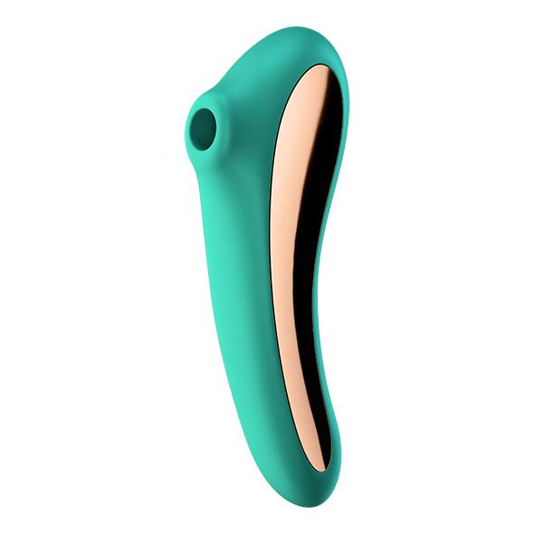 Satisfyer - Dual Kiss Insertable Air Pulse Vibrator Green - Stimulátor Klitorisu