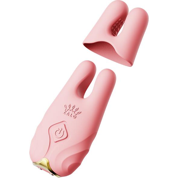 Zalo - Nave Wireless Vibrating Nipple Clamps Coral Pink 12