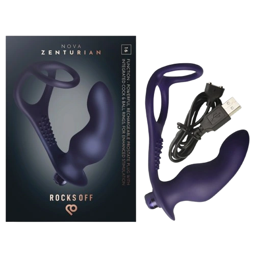 Rocks-off - nova zenturian vibrating prostate plug with rings 16 modes dark blue 8