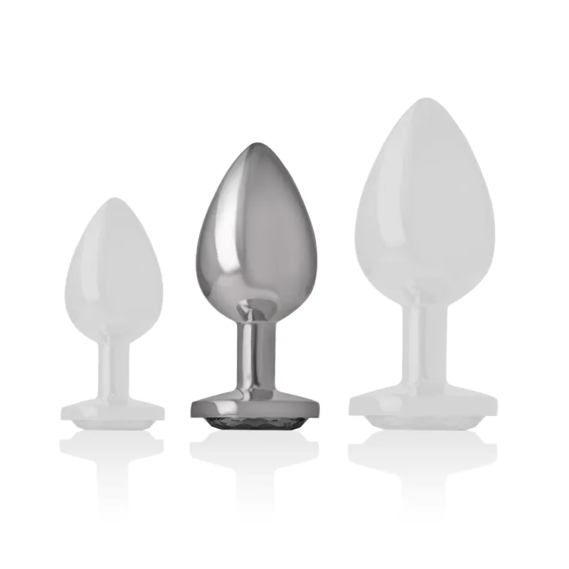 Intense - Metal Aluminum Anal Plug With Black Glass Size M - Análny Kolík 4