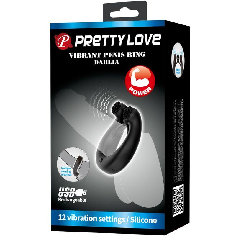 Pretty love - dahlia vibrating ring + clitoris stimulator 12 vibrations black 8