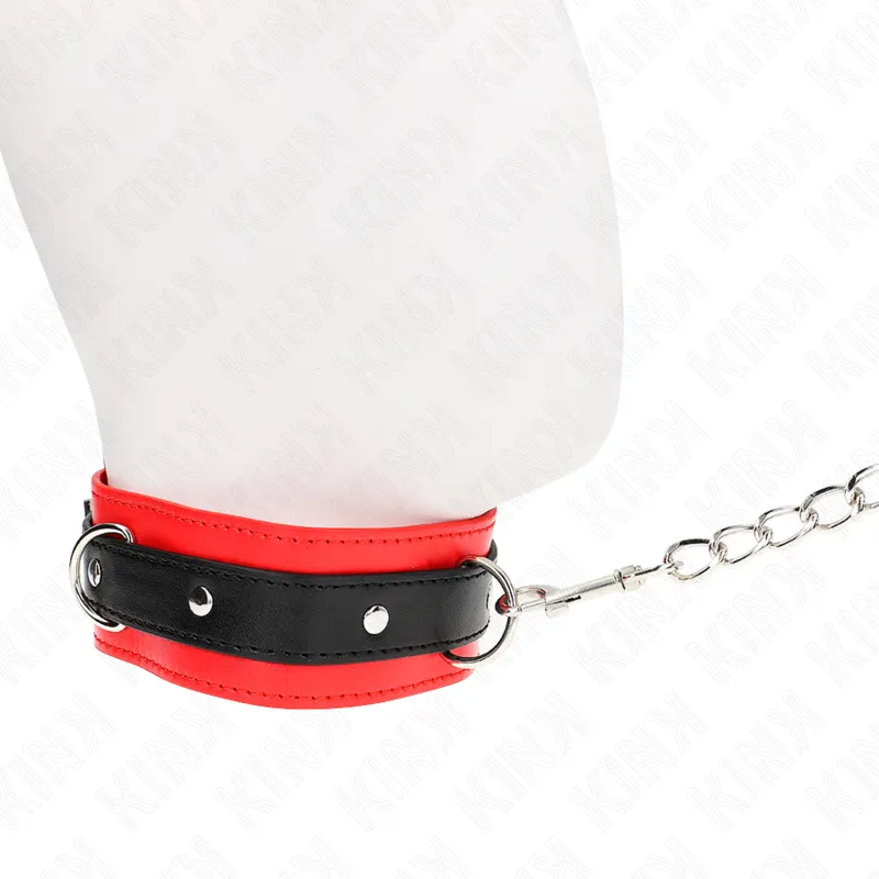 Kink - Basic Model Collar With Leash 65 Cm Model 3 Red 53 X 5 Cm