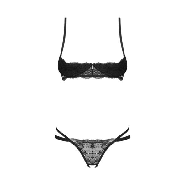 Obsessive - Nutris 2-Pcs Crotchless Set Black Xs/S 10