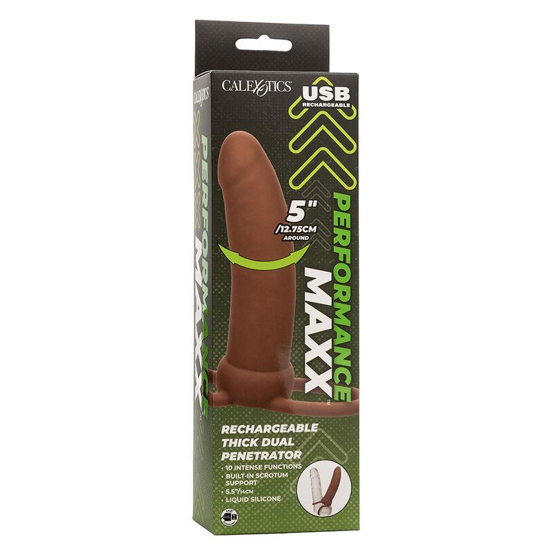 Calexotics - Maxx Thick Dual Penetrator 10 Vibrations Brown