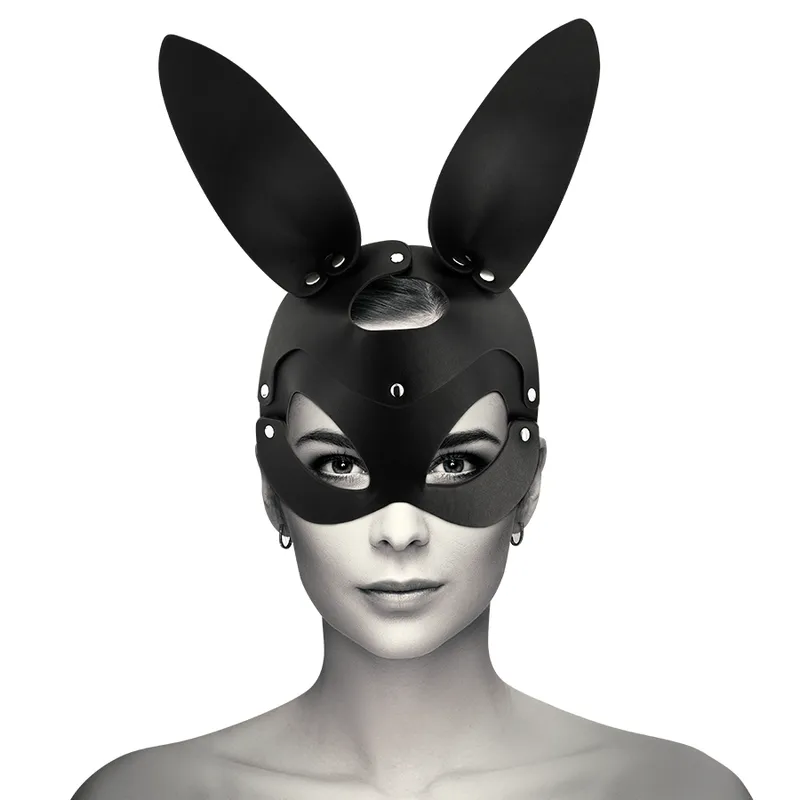 Coquette Vegan Leather Mask With Bunny Ears