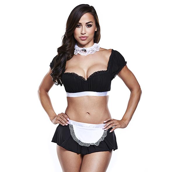 Baci Lingerie - Maid Ruffle with White Under Bust Black