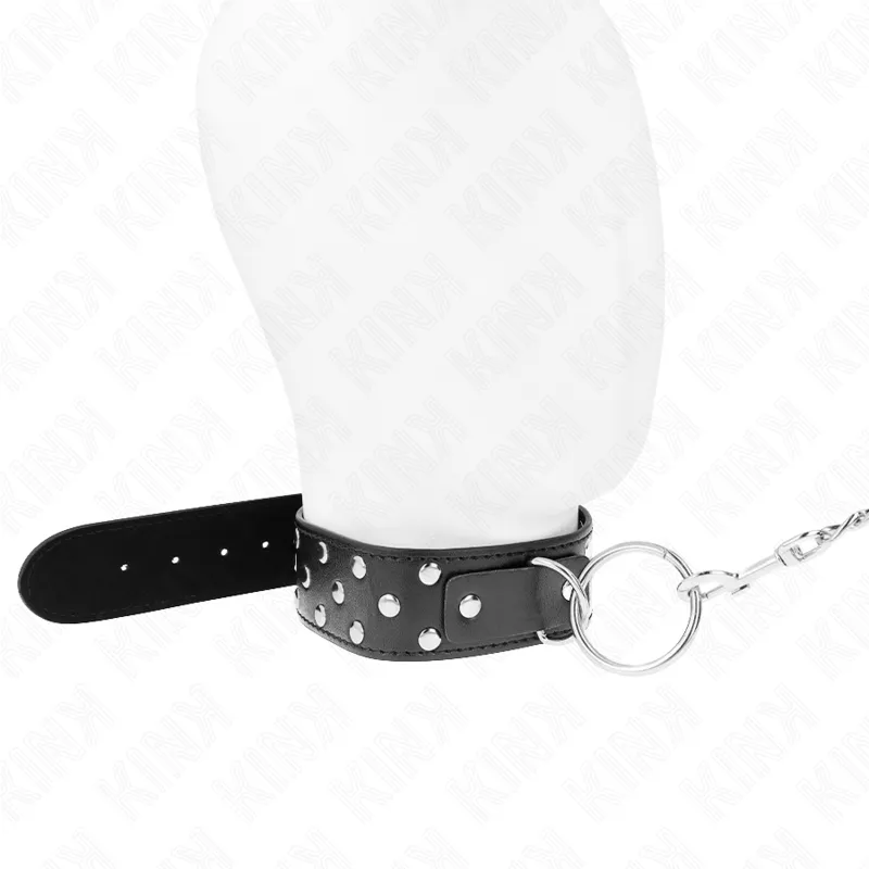 Kink - Ring Rivet Strap Necklace With Belt 65 Cm Black Adjustable 36-50 Cm X 3.8 Cm