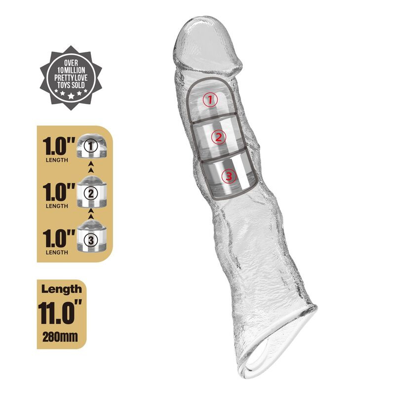 Pretty love - adjustable penis extension sleeve 28 cm Ø 4.5 cm transparent 3