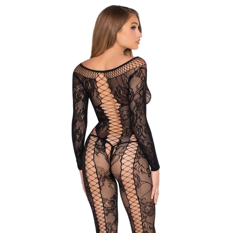 Leg avenue - 89369 net & lace jumpsuit black - one size 2